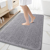 OLANLY front view of 59x35 rug showing plush chenille and shape, comfort for bathroom