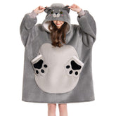 OLAOLA front view showing oversized hoodie and cozy fit