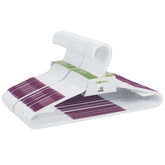 Ollieroo front view of 30 purple hangers showing neat uniform storage benefit