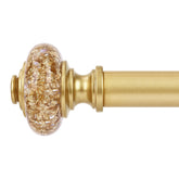 OLV gold curtain rod front view showing vintage crystal finials and elegant silhouette