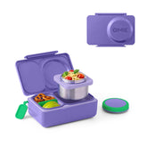 Omie OmieBox UP front view in Galaxy Purple showing compact design and lid