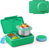 Omie OmieBox UP jade front closed showing compact sturdy design and portability