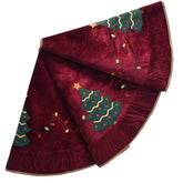 ONGLYP X.Sem front view of 50 inch dark red tree skirt showcasing full coverage and color
