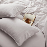 OnlySet front packaging of queen linen sheet set shows product and benefits