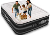 ooiloln queen air mattress front view showing full size and built-in pump for fast setup