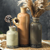ooit three vase front view showing shapes and neutral brown finish for versatile styling
