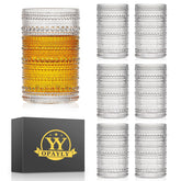 OPAYLY hobnail front view showing six glasses and clear vintage look