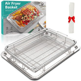 OPENICE front view of oven air fryer basket showing capacity and sturdy build benefit