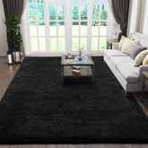 Ophanie front view of charcoal rug highlighting plush pile and cozy look