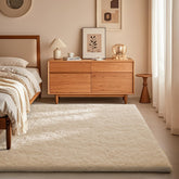 Ophanie front view of 4x6 ivory rug showing plush appearance and neat edges