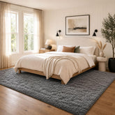 Ophanie front view of 8x10 grey rug showing overall design and coverage benefit