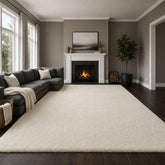 Ophanie front view of 9x12 ivory rug showing plush pile and clean edges for cozy decor
