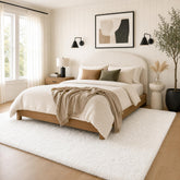 Ophanie front view of 8x10 ivory rug showing plush surface and clean lines, adds warmth