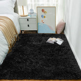 Ophanie front view of black 3x5 rug showing plush surface and neat edges for cozy decor