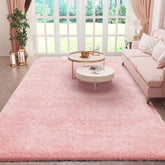 Ophanie pink area rug front view showing plush pile and inviting color