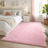 Ophanie pink rug front view showing plush pile and soft color for cozy decor