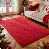 Ophanie front view of red 4x6 rug showing plush texture and color warmth