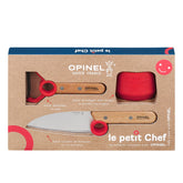 Opinel packaging showing Le Petit Chef set and learning benefits