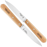OPINEL No.112 front view showing two paring blades and wood handles for precise cutting