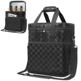 opux front view tote showing compact shape and zip pocket for easy transport