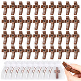 OrbitShell front view of 50 walnut crosses in box for easy distribution