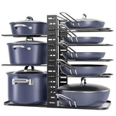 ORDORA front view showing assembled rack and tidy cookware benefit