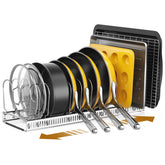 ORDORA front view of expanded rack showing organized cookware and space saving