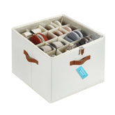 OrganiHaus front view of off-white shoe bin showing compact footprint and neat organization
