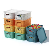 ORGIDOL front view of 10-pack colorful baskets showing neat storage