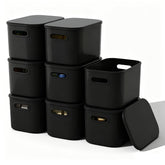 ORGIDOL front view of stacked bins showing tidy storage benefit