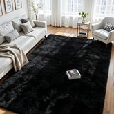 Oriannal front view of 8x10 black rug showing luxurious comfort