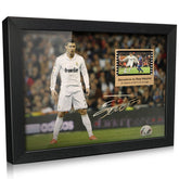 ORIMAMI framed front view highlighting CR7 image and autograph benefit display-ready