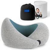 Ostrichpillow showing front view and snug chin support for better rest