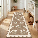 Othilic front view tan runner showcasing vintage floral pattern and warmth