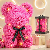 Otlonpe rose bear front in box showing elegant presentation and gift appeal