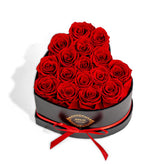 Otuo heart-shaped box front view showing elegant arrangement and gift-ready appeal