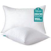 Oubonun front packaging showing two queen pillows and benefits of set