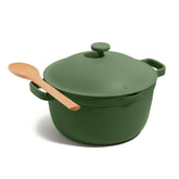 Our Place Perfect Pot front view showing sleek finish and handles, easy serving