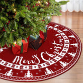 OurWarm red knit tree skirt full front view shows festive base coverage benefit