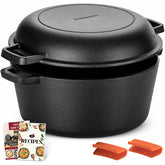 Overmont double dutch oven front packaging showing complete set and benefits