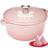 Overmont Dutch oven front view showing enamel finish and generous capacity for family meals