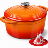 Overmont Dutch oven front view showing generous capacity and durable finish