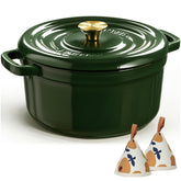 Overmont front view of 5QT Dutch oven showing robust design and cooking versatility