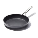 OXO 10-inch frying pan front view showing cooking surface and shape for even cooking