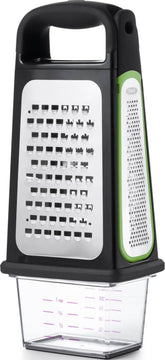 OXO Good Grips front view showing four grating surfaces and handle — clear multiuse tool