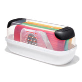 OXO Good Grips front view showing all four color-coded surfaces and base for organized prep