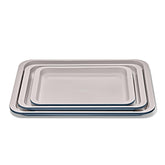 OXO half sheet pan front view showing stable rim and easy grip
