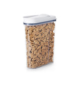 OXO POP large front view showing airtight dispenser and clear body