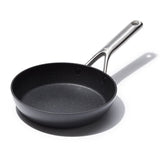 OXO professional 8in front view showing sleek black finish and larger cooking surface