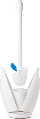 OXO front view of toilet brush set showing tidy storage and discreet design